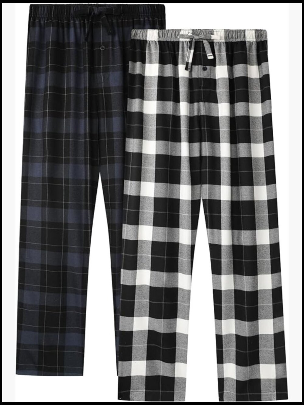 Men's Bamboo Viscose Pajama Bottoms with Pockets, Plaid Sleep Pants